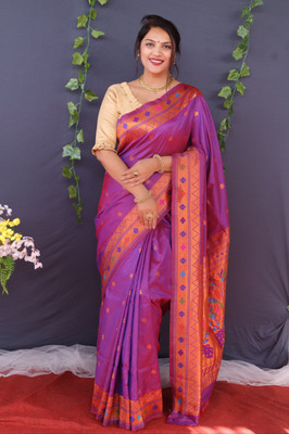 amirat Self Design Paithani Jacquard Saree(Purple)
