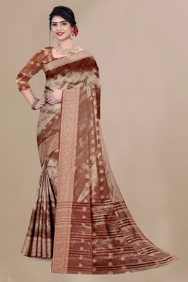 SURUCHI FASHION Polka Print Saree with Attached Blouse Cotton Silk Saree(Red)
