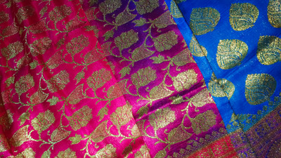 Laboni creation Digital Print Banarasi Art Silk Saree(Blue)