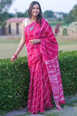 NIKHILAM Blocked Printed, Checkered, Printed, Dyed, Floral Print, Self Design, Digital Print Daily Wear Pure Cotton Saree(Pink, White)