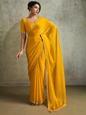 Sareemall Embellished Bollywood Chiffon Saree(Yellow)