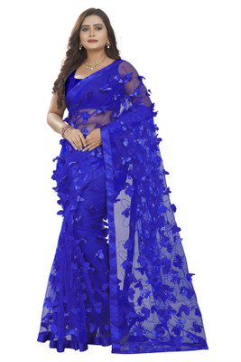 Akshu Fashion Printed Bollywood Chiffon Saree(Blue)