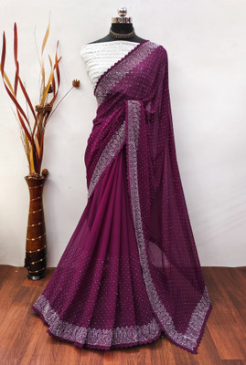 MM VENTURE Embroidered Bollywood Georgette Saree(Maroon)