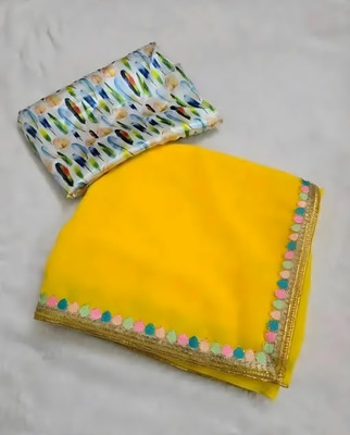 Labheshwari Printed Daily Wear Georgette Saree(Yellow)