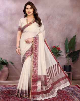 YASHIKA Printed Kanjivaram Silk Blend Saree(Red)