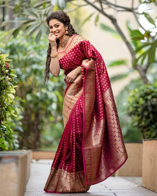 WILLMAKE Printed Bollywood Georgette Saree(Red)