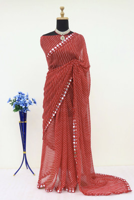FoogFeb Embellished Bollywood Georgette Saree(Red)