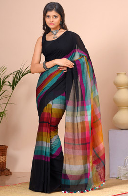 Mystory Woven Handloom Handloom Cotton Blend Saree(Multicolor)