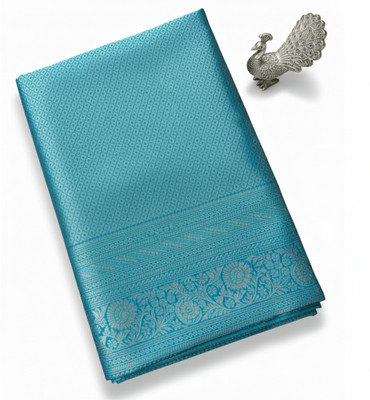 The Geetaz Woven Kanjivaram Silk Blend Saree(Blue)