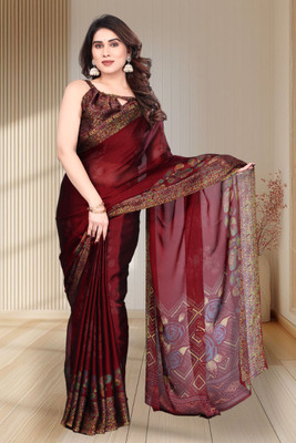 Yatay Printed Bollywood Chiffon, Georgette Saree(Maroon)