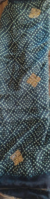NIRMALACLOTH Printed, Embellished, Digital Print, Dyed Bollywood Georgette Saree(Dark Blue, Red, Green)