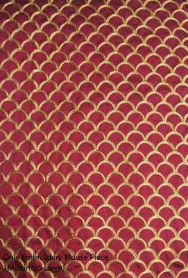 Dudheeba Textiles Embroidered Banarasi Silk Blend Saree(Maroon)