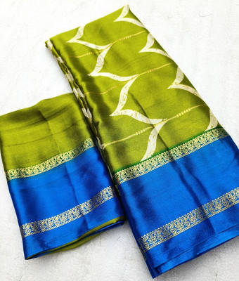 VD PRINTS Printed Leheria Silk Blend Saree(Green)
