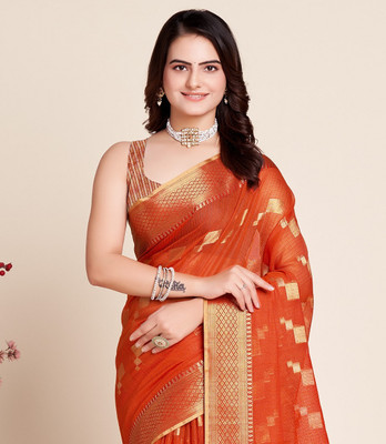 SICHYAH Woven, Self Design Kota Doria Cotton Silk Saree(Orange)