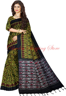 Bhadra Shopping Store Printed Sambalpuri Pure Cotton Saree(Dark Green)