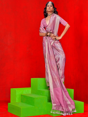 Sareemall Embellished Banarasi Viscose Rayon Saree(Pink)