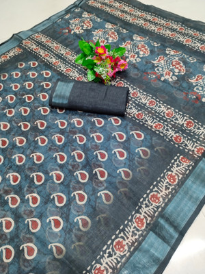 HouseOfCommon Printed Kanjivaram Pure Cotton, Cotton Silk Saree(Pack of 2, Dark Blue)