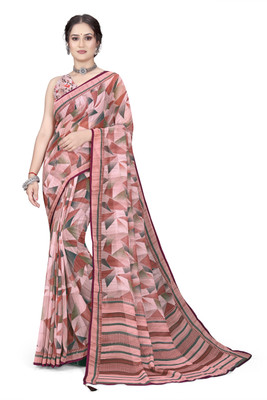 mahalaxmi fab Solid/Plain Bollywood Georgette Saree(Pink)