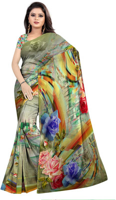 SCFO Digital Print Daily Wear Polyester Saree(Green)