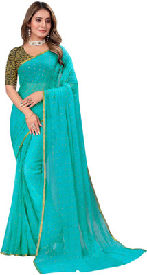 HouseOfCommon Printed Bollywood Chiffon Saree(Light Green)