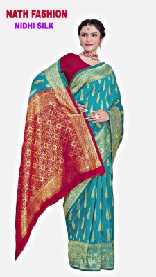 nath fashion Woven Kanjivaram Cotton Silk, Cotton Blend Saree(Green)