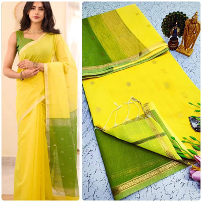 GATISHVAM TEXTILE Woven, Self Design Banarasi Art Silk Saree(Yellow, Green)