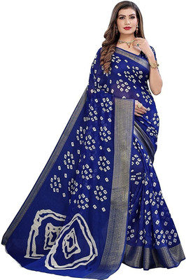 HouseOfCommon Printed Kanjivaram Cotton Blend Saree(Dark Blue)