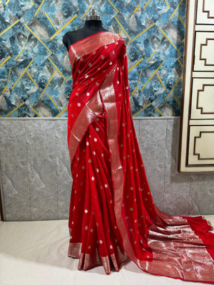 Tahira creation Woven Banarasi Dupion Silk Saree(Red)