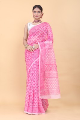 DHRUHIR FASHION Printed Bollywood Organza Saree(Pink)