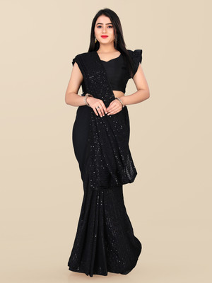 Clemira Embellished Bollywood Georgette Saree(Black)