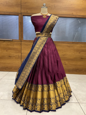 SHREE CREATION Self Design Semi Stitched Lehenga Choli(Purple)