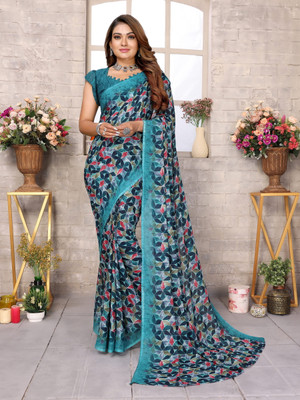 AAI LAXMI CREATION Digital Print Daily Wear Georgette Saree(Blue)
