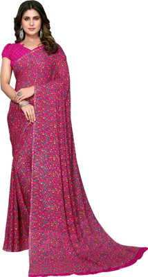 Priyashi Printed Bandhani Georgette Saree(Pink)