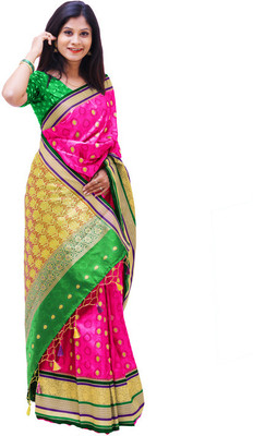 Spewim Woven Paithani Art Silk Saree(Pink)