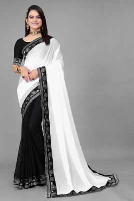 Jevlan Solid/Plain Daily Wear Georgette Saree(White)