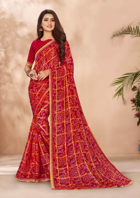 Laxmipati sarees Printed Daily Wear Chiffon Saree(Red)