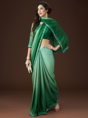 KASEE Ombre Bollywood Crepe Saree(Green)