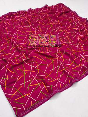 kashvi sarees Embellished, Paisley, Geometric Print Bollywood Georgette Saree(Pink)