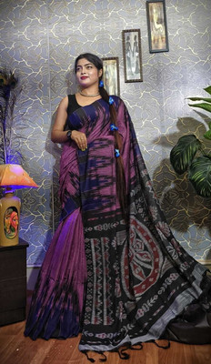 QUETZAL HANDLOOM SAREE Printed Sambalpuri Pure Cotton Saree(Pink)