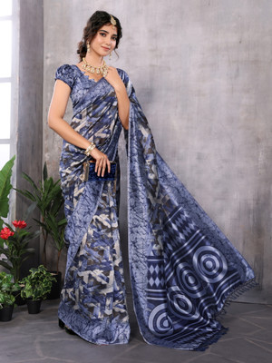YASHIKA Printed Mysore Art Silk Saree(Grey)