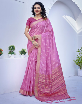 SIRIL Woven Banarasi Silk Blend, Jacquard Saree(Purple)