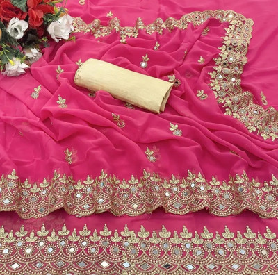 ARVAT FAB Printed Daily Wear Georgette Saree(Pink)