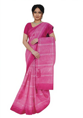 GSCMSTOREX Printed Daily Wear Silk Blend Saree(Pink)