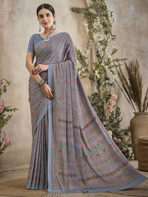 Anouk Rustic Printed Daily Wear Crepe Saree(Grey)