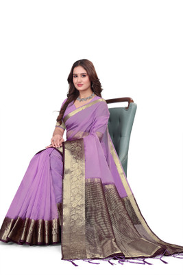 Aarunika MNT Solid/Plain Bollywood Organza Saree(Purple)