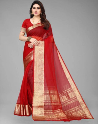 Kavita Creation Self Design Bollywood Organza Saree(Red)