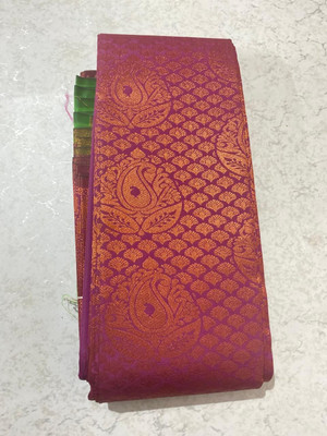 GR Trends Self Design Handloom Raw Silk Saree(Purple)