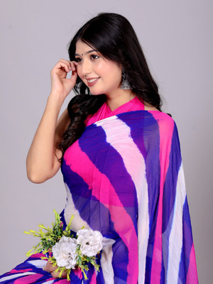 Lambu Fashion Solid/Plain, Floral Print Bollywood Chiffon Saree(Multicolor)