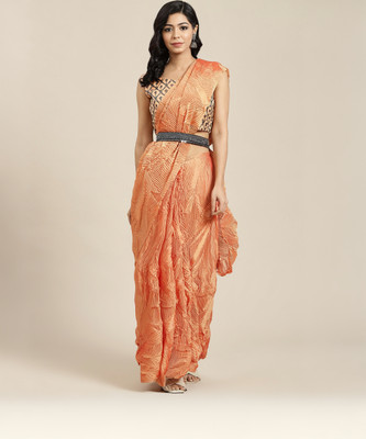 Ratnavati Solid/Plain Bollywood Georgette Saree(Orange)