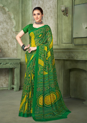 Divastri Floral Print, Geometric Print, Digital Print, Printed Bollywood Chiffon Saree(Green)